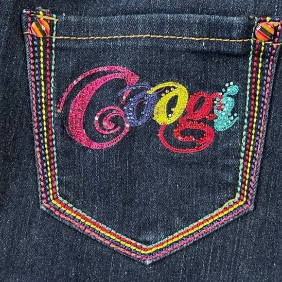 COOGI Jeweled Cuffed Hem Bermuda Jean Shorts - Size 7/8 (Juniors) - Picture 4 of 7